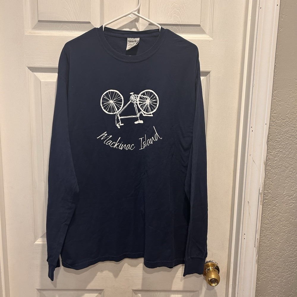 ComfortWash Mackinac Island MI Bicycle Long Sleeve T-Shirt Blue Unisex‎ L Gorp